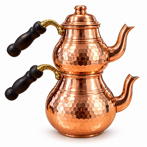 Чайник медный двухъярусный (KLASIK 0,8 мм CAYDANLIK)