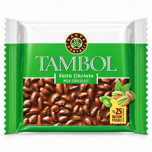 KAHVE DÜNYASI TAMBOL Молочный шоколад с фисташками 77 г