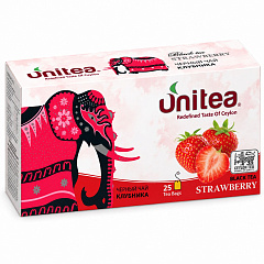 UNITEA 25 пакетиков. Чёрный чай со вкусом клубники