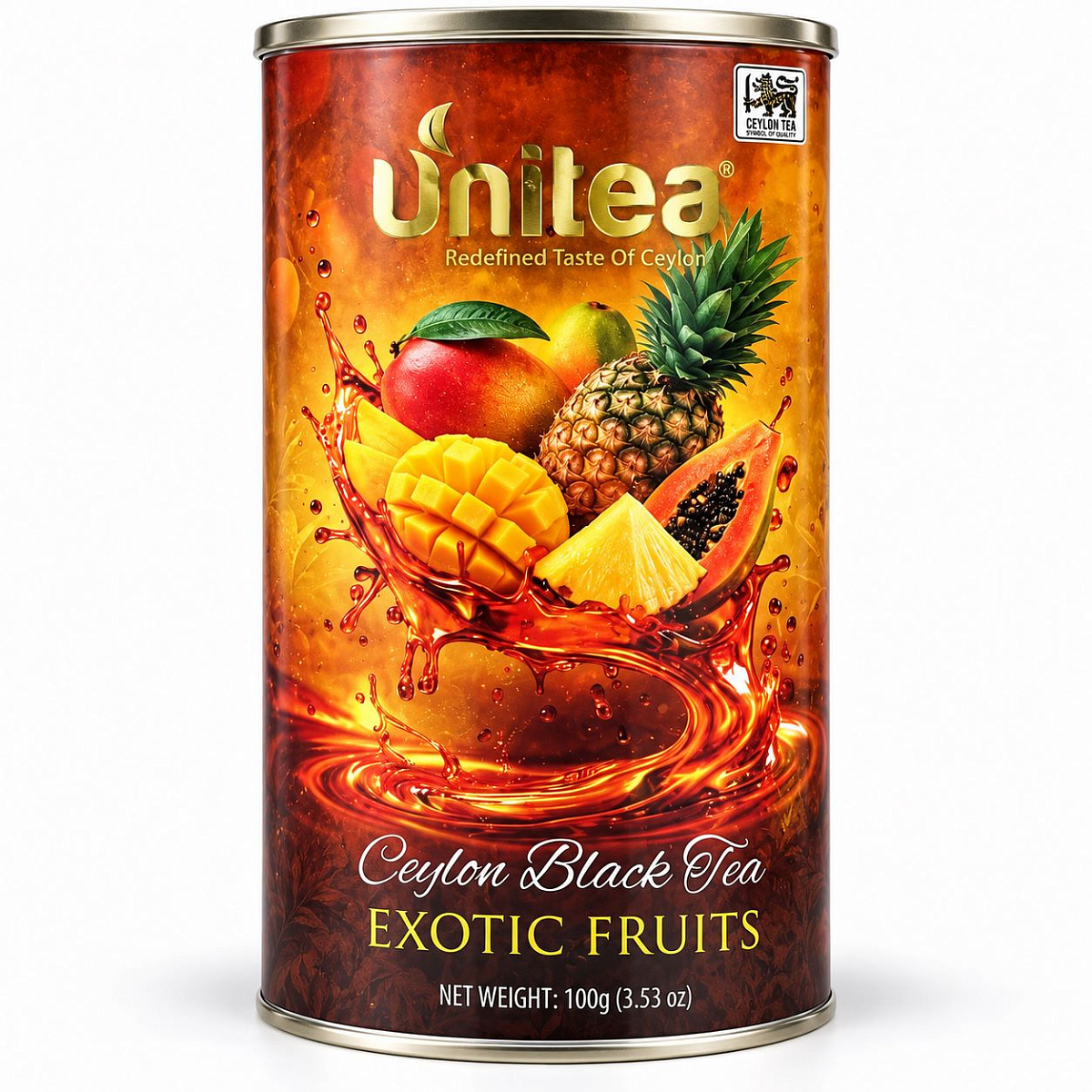 UNITEA Чёрный чай 100 г Экзотические фрукты тубус