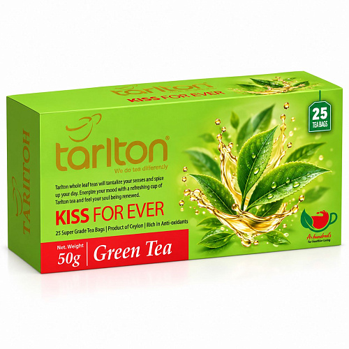 TARLTON 25 пакетиков. Зелёный чай "Поцелуй Навсегда" KISS FOR EVER